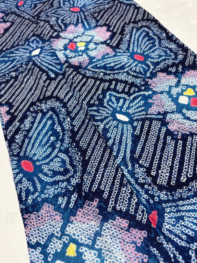 超美品　和服　綿100% 蝶模様　有松絞り　浴衣(クリーニング済) 早い者勝ち