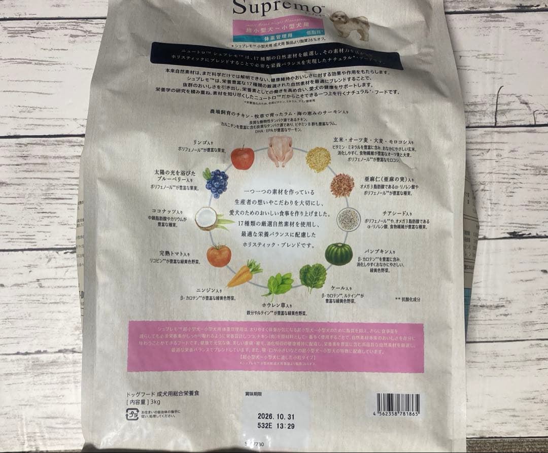 ニュートロSupremo 体重管理超小型犬〜小型犬用3kg×2袋セット