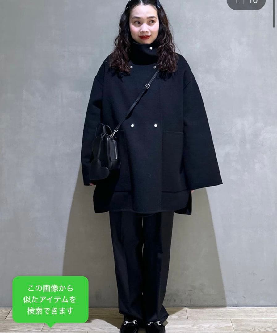 ADAM ET ROPE' スタンドカラーハーフリバーコート