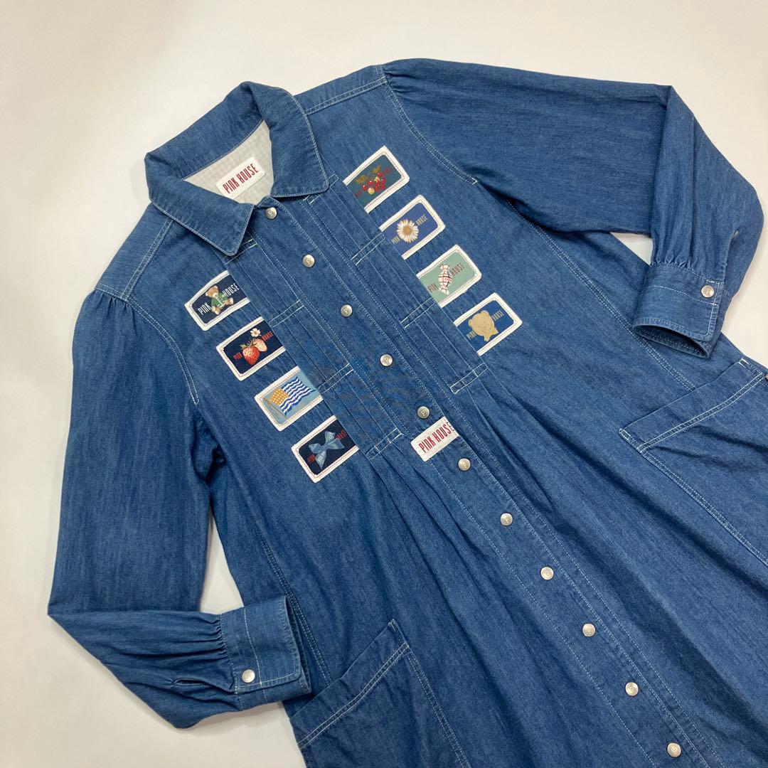 【美品】ピンクハウス ワッペン使い ソフトデニムワンピース/2021年