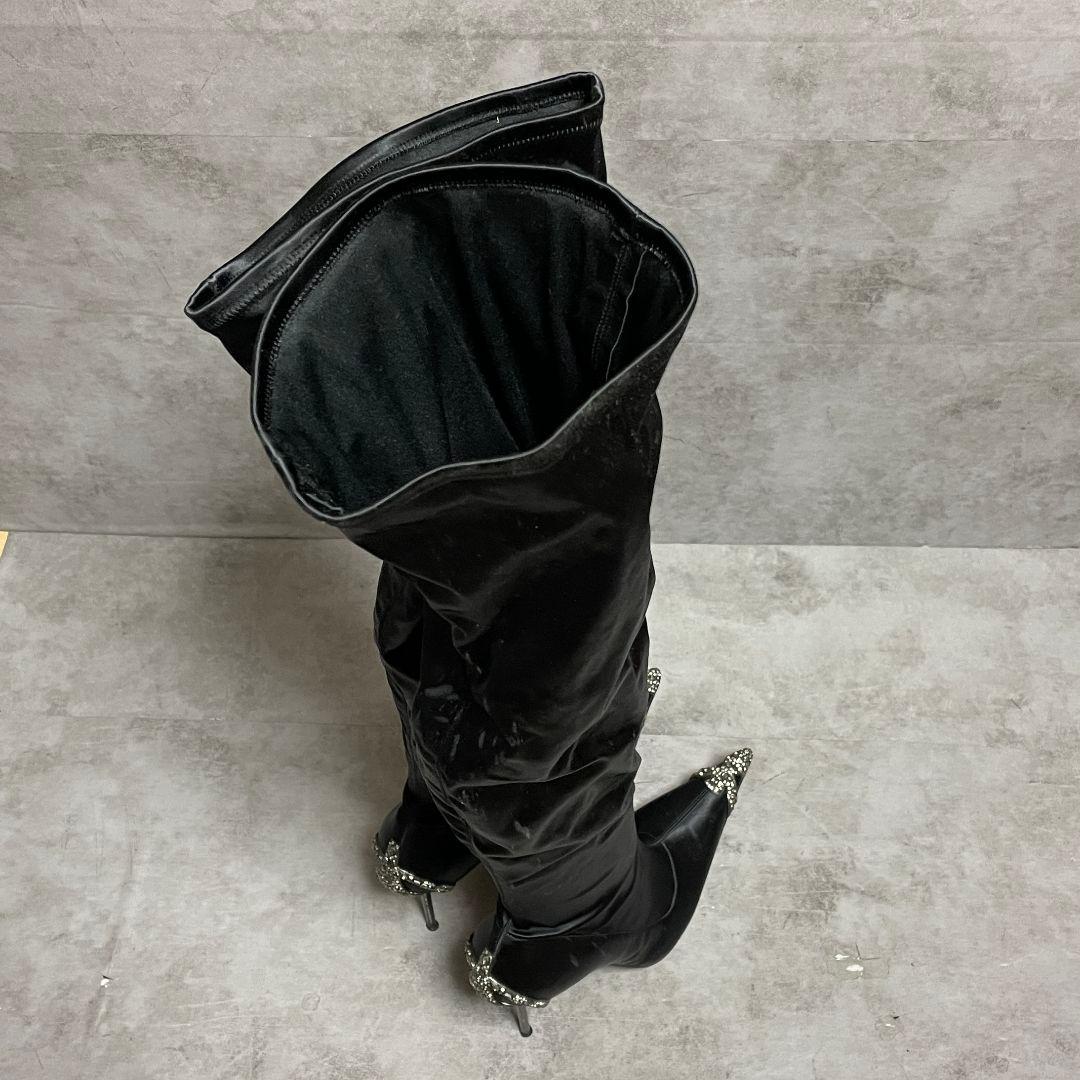 【ジャンマルコロレンツィ】（40）サイハイブーツ ポインテッドトゥ ブラック