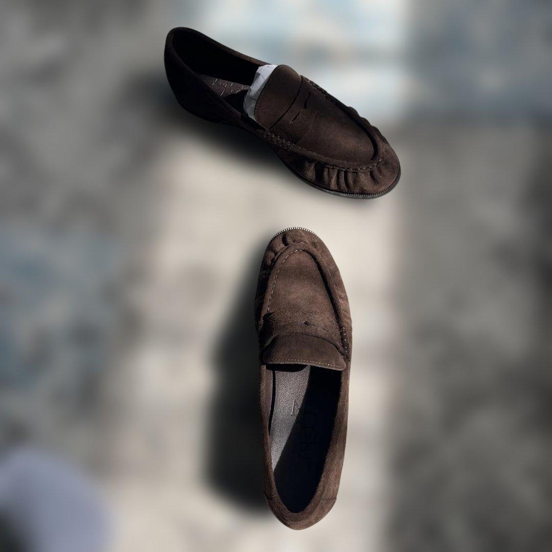 Le Talonダークブラウン スエード ローファー