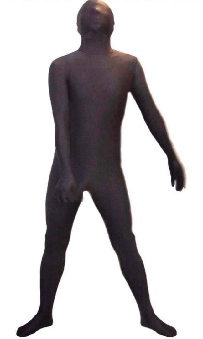 即購入OK。Mサイズ男性用光沢黒色凸仕様ゼンタイフルフェイスマスク全身タイツ