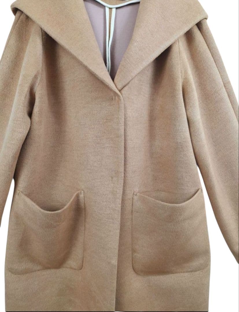 美品 ANAYI カシミアタッチ　バイカラーフードコート