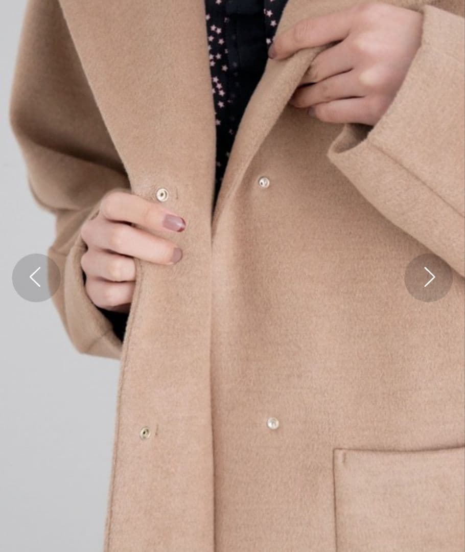 美品 ANAYI カシミアタッチ　バイカラーフードコート