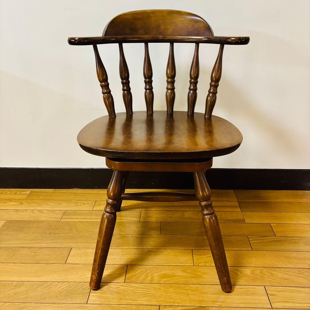 希少品　飛騨家具　ウィンザーチェア　回転チェア　昭和レトロ　ヴィンテージ　送料込