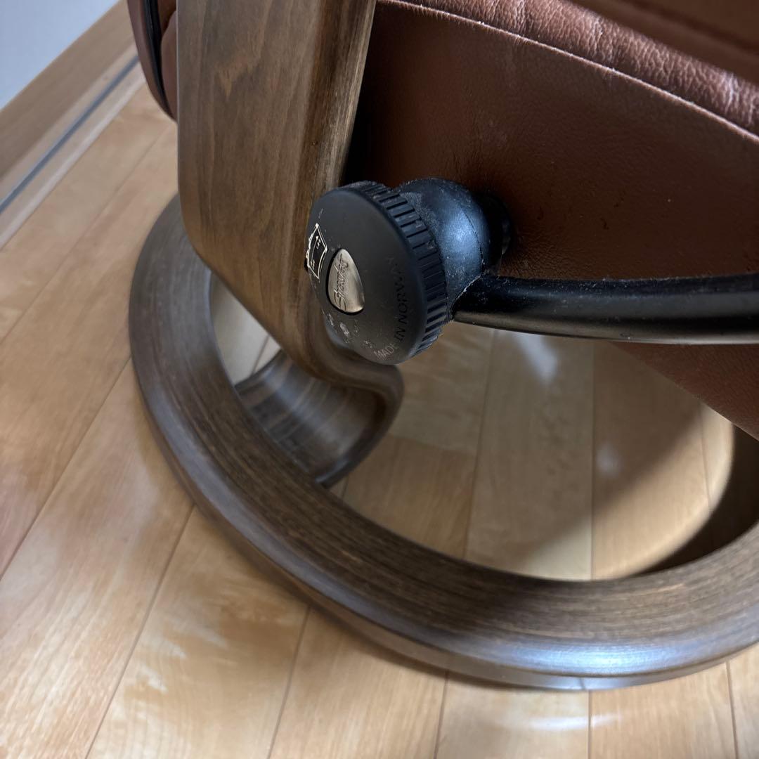 福岡市近郊送料無料 ブラウン レザー リクライニングチェア オットマン付