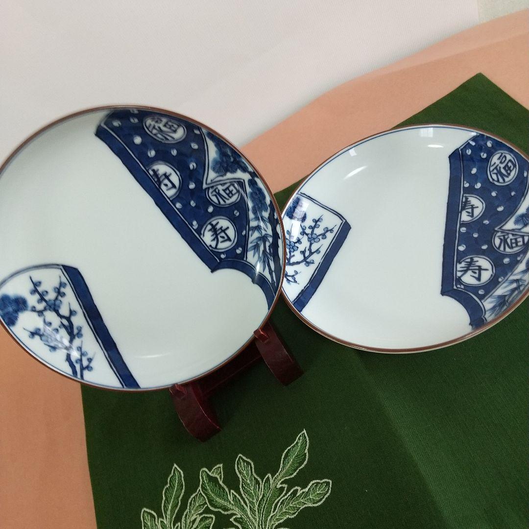 源右衛門⭐️祥瑞手羽子板図 皿 2枚組
