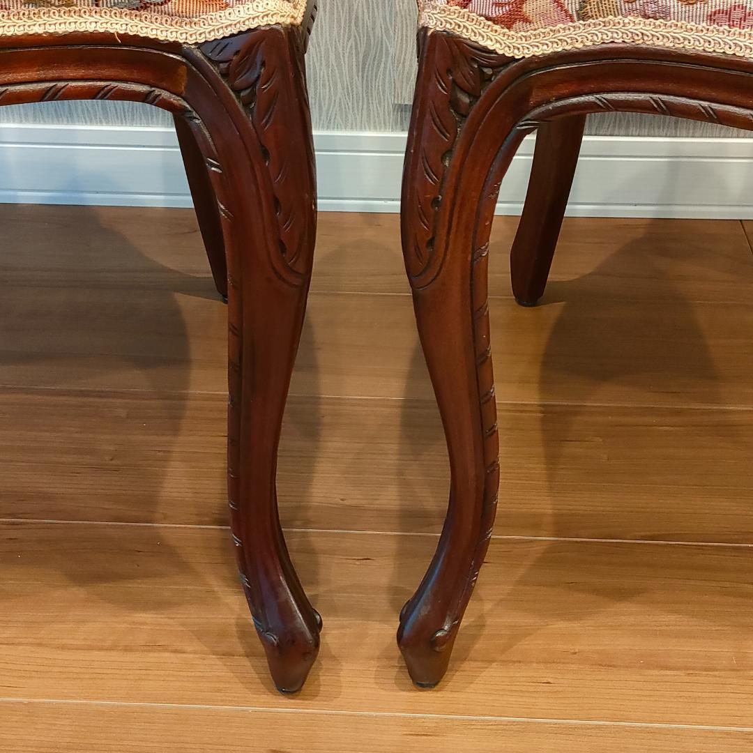 アンティークチェア　猫脚　ロココ様式　ダイニングチェア　2脚セット