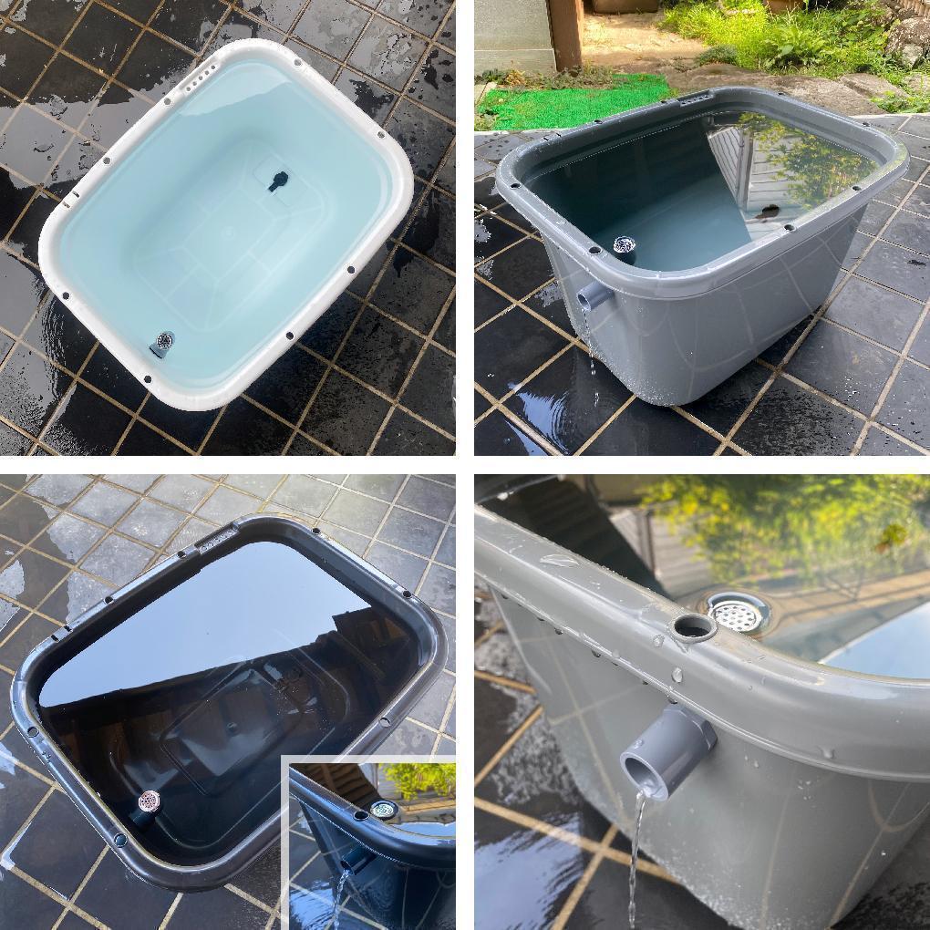 メダカ飼育ケース 56㍑x4個 白黒灰あり オーバーフロー 金魚飼育容器 睡蓮