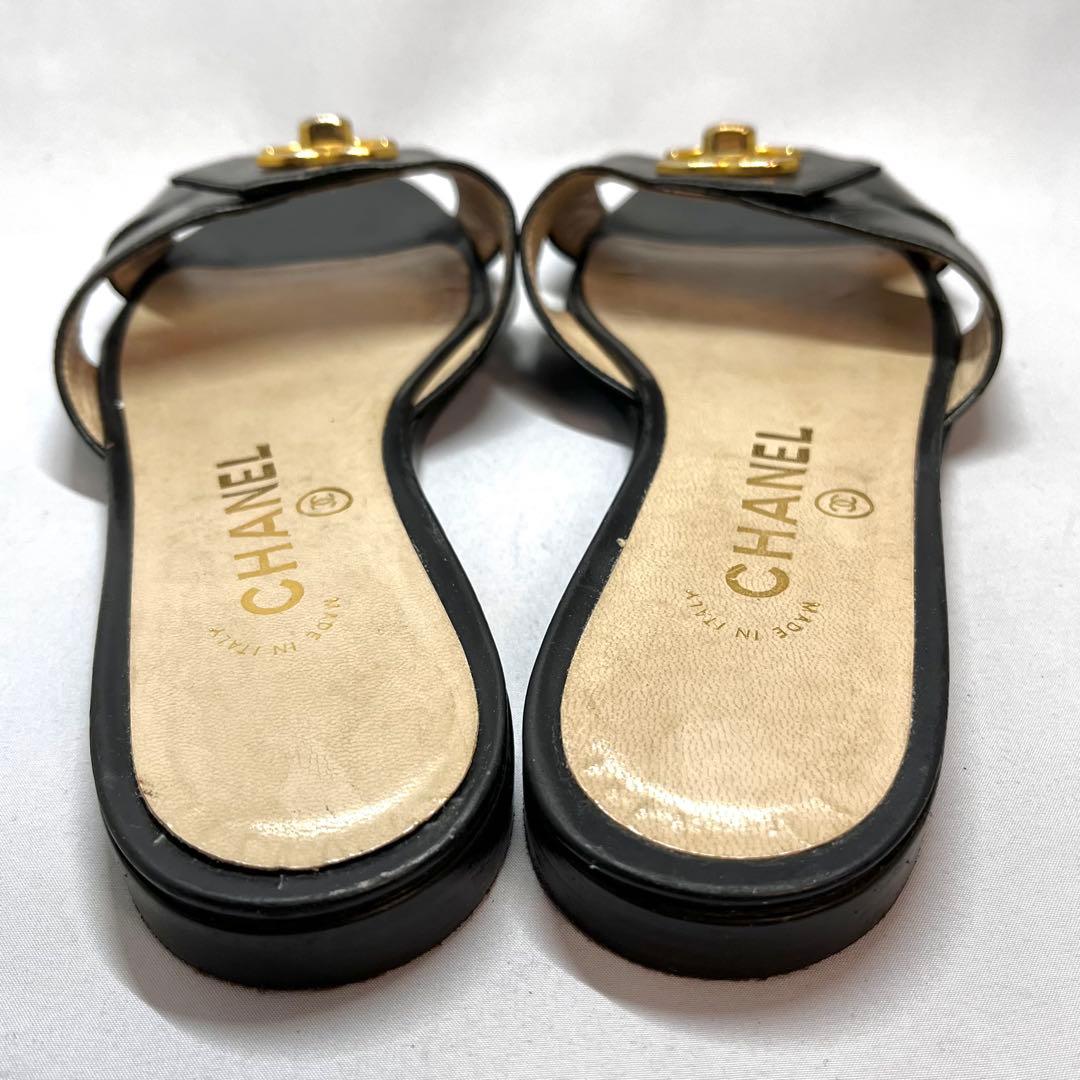 希少⭐︎CHANEL シャネル ココマーク ターンロック サンダル 黒 37.5