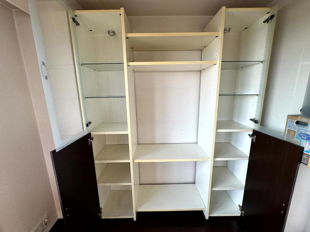 大型 壁面収納棚 ガラス扉キャビネット 208x166x40