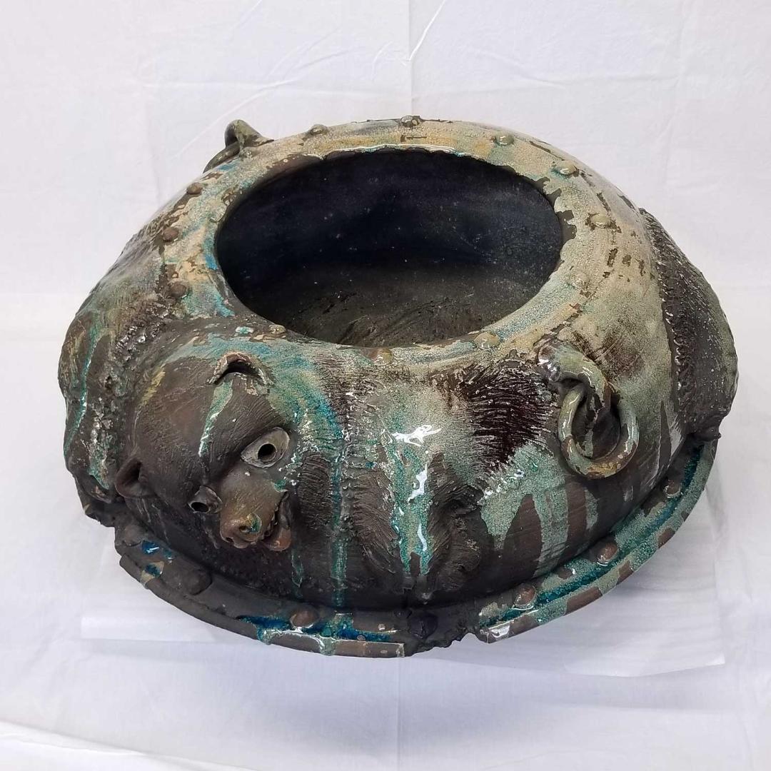 ★ 狸 火鉢 径73～77cm 信楽焼 焼きキズ有り★