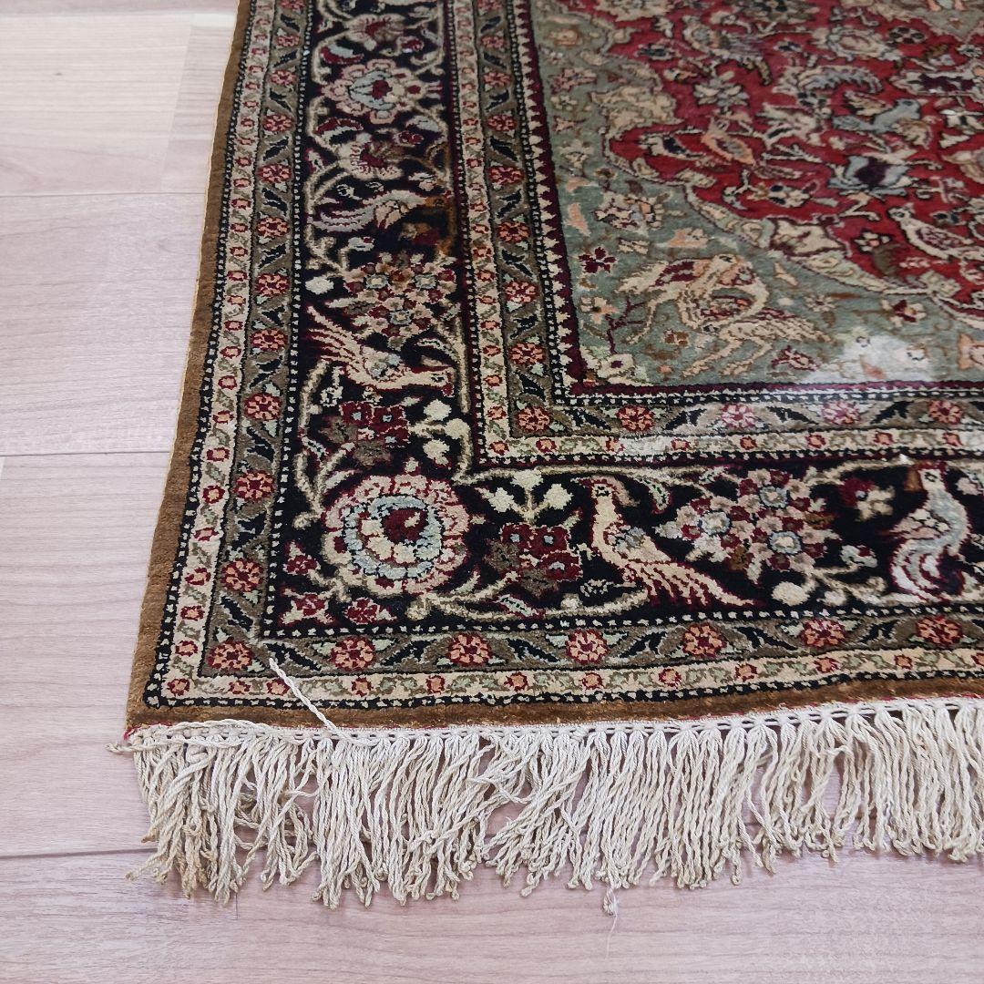 専用 Y3354 高級ペルシャ絨毯 クム シルク100% 手織り メダリオン