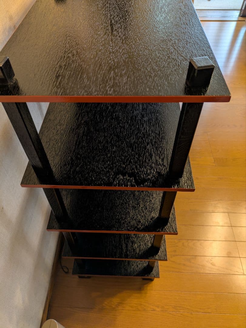 【引き出し付】懐石道具 木製組立式 五段配膳棚 水屋棚 紙箱入り