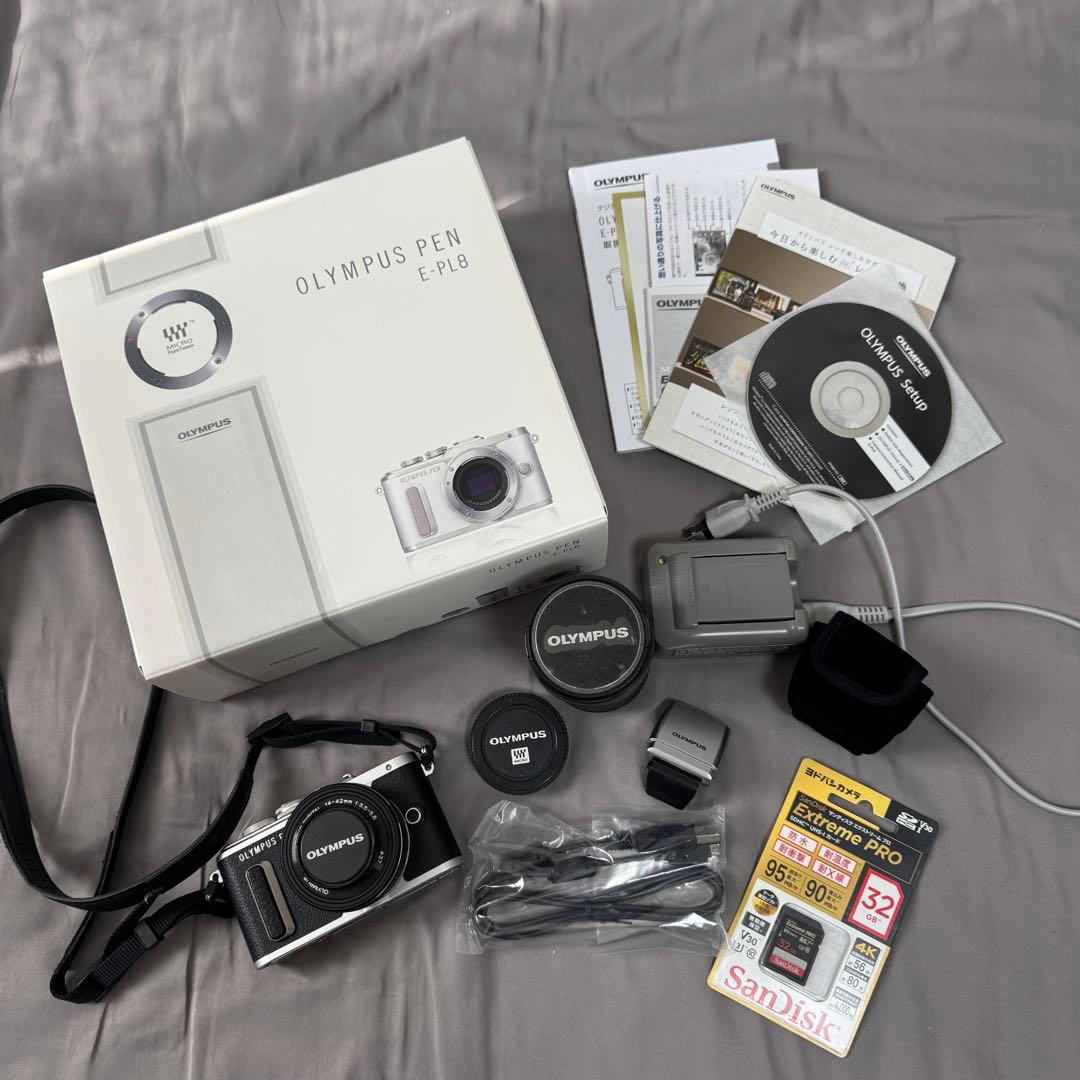 OLYMPUS PEN E-PL8 DK ダブルズームキット　黒　SDカード付