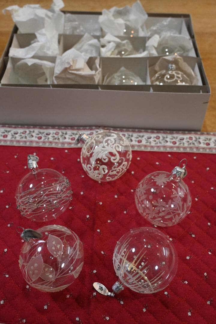 スイス製吹きガラス玉ハンドペイントクリスマスオーナメント 中玉10個セット