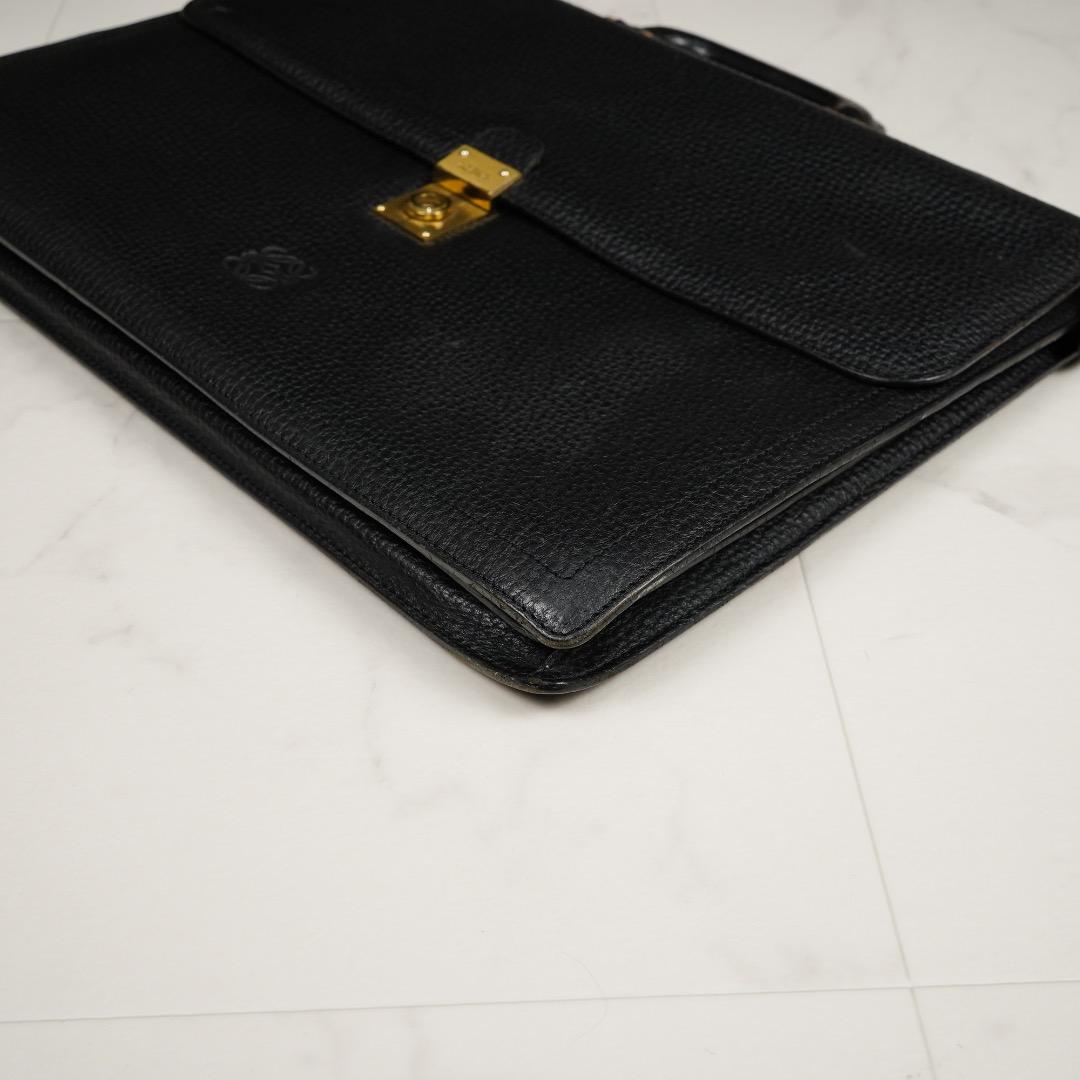 LOEWE ビジネスバッグ ブラック レザー カデナ クロシェット キーx2