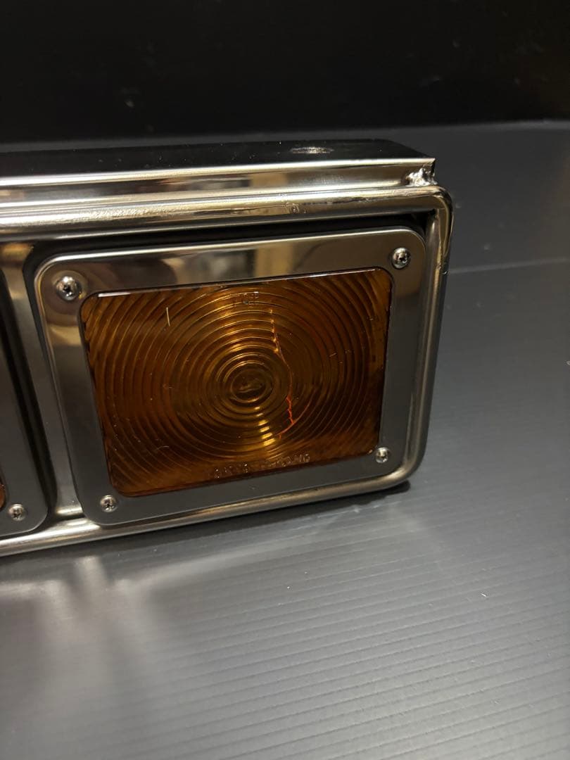 ☆3連 中間サイドウィンカー　丸棒巻き　左右セット　ステンレス　レトロ デコトラ