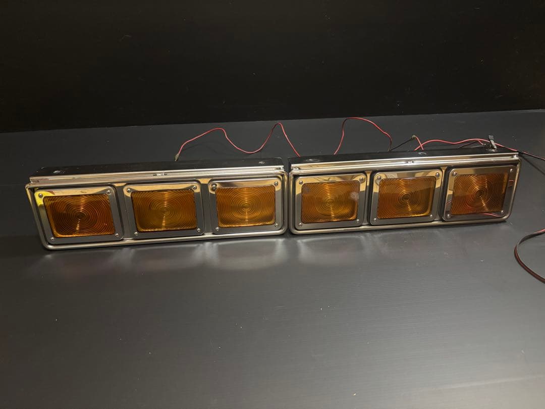 ☆3連 中間サイドウィンカー　丸棒巻き　左右セット　ステンレス　レトロ デコトラ