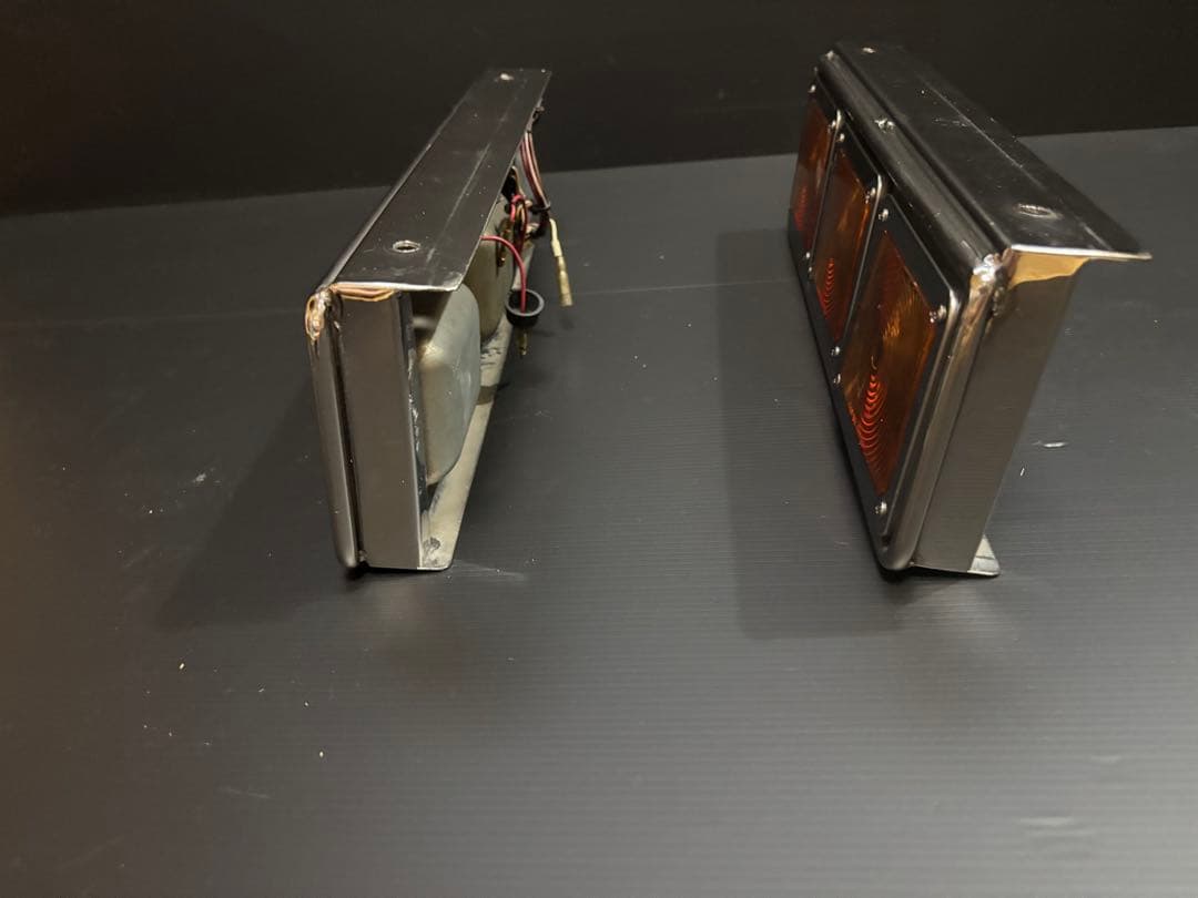 ☆3連 中間サイドウィンカー　丸棒巻き　左右セット　ステンレス　レトロ デコトラ