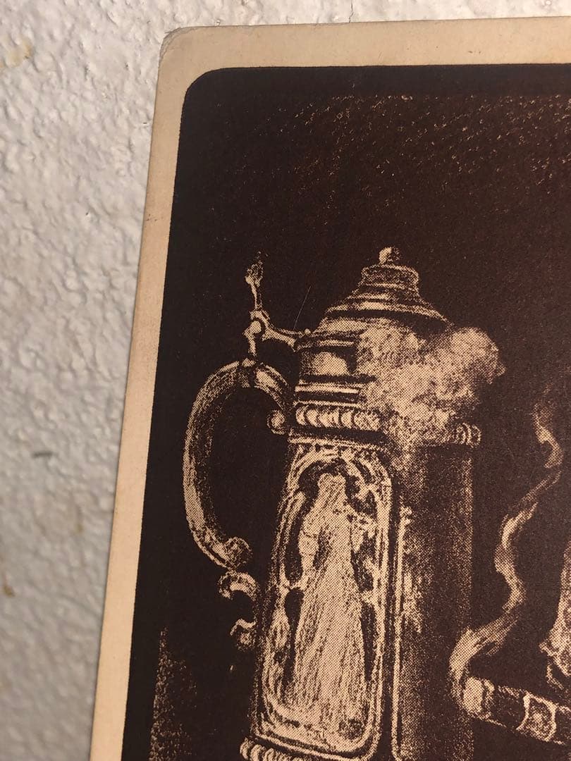 アンティーク1900s スカル　髑髏　骸骨 ポストカード　ビンテージ　死神　骨董