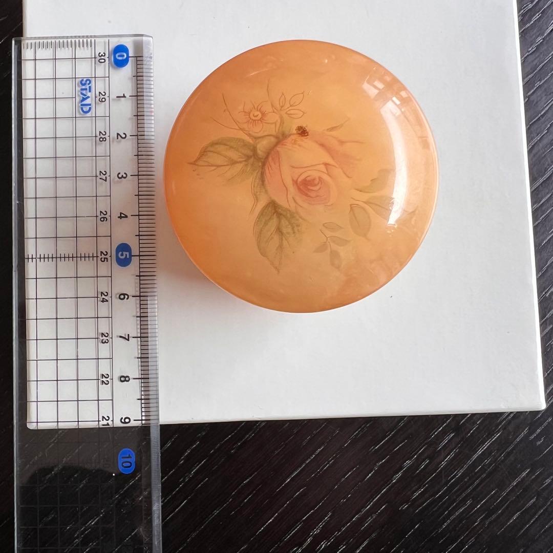 アンティーク　アラバスターバラ模様のオレンジ色アクセサリーケース　２個セット