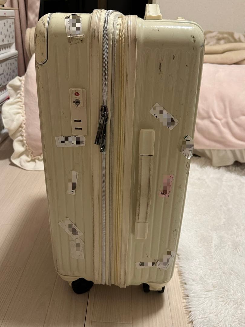 白色スーツケース拡張ファスナー付／鍵2本付属（公開は12/16まで）