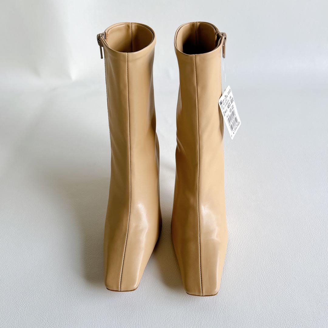 新品★HEWNヒューン　レザーショートブーツ　サイドジップ　スクエアトゥ　37