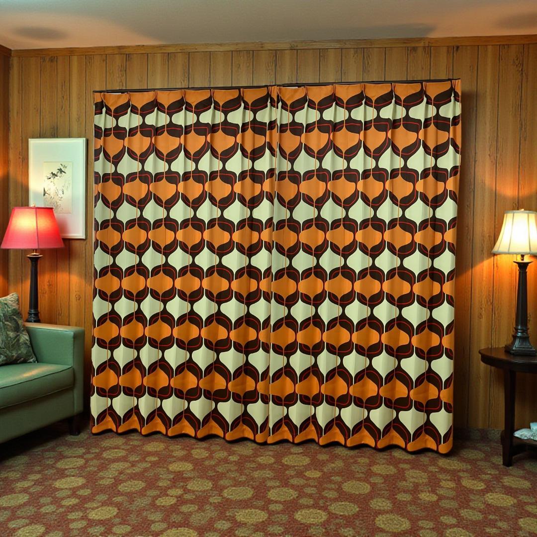 レトロ Mod ミッドセンチュリー ドレープカーテン スインギングロンドン