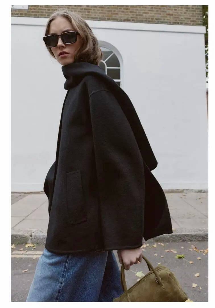 ZARAウール ショートスカーフコート