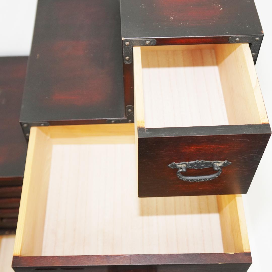 階段 箪笥 コンパクト アンティーク 桐 ミニ タンス 飾り棚