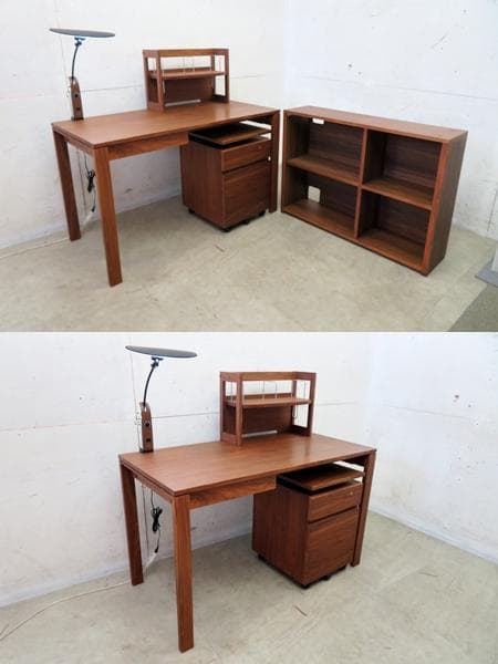 美品■カリモク■ユーティリティプラス■木製デスク■書斎机/学習机■ウォールナット