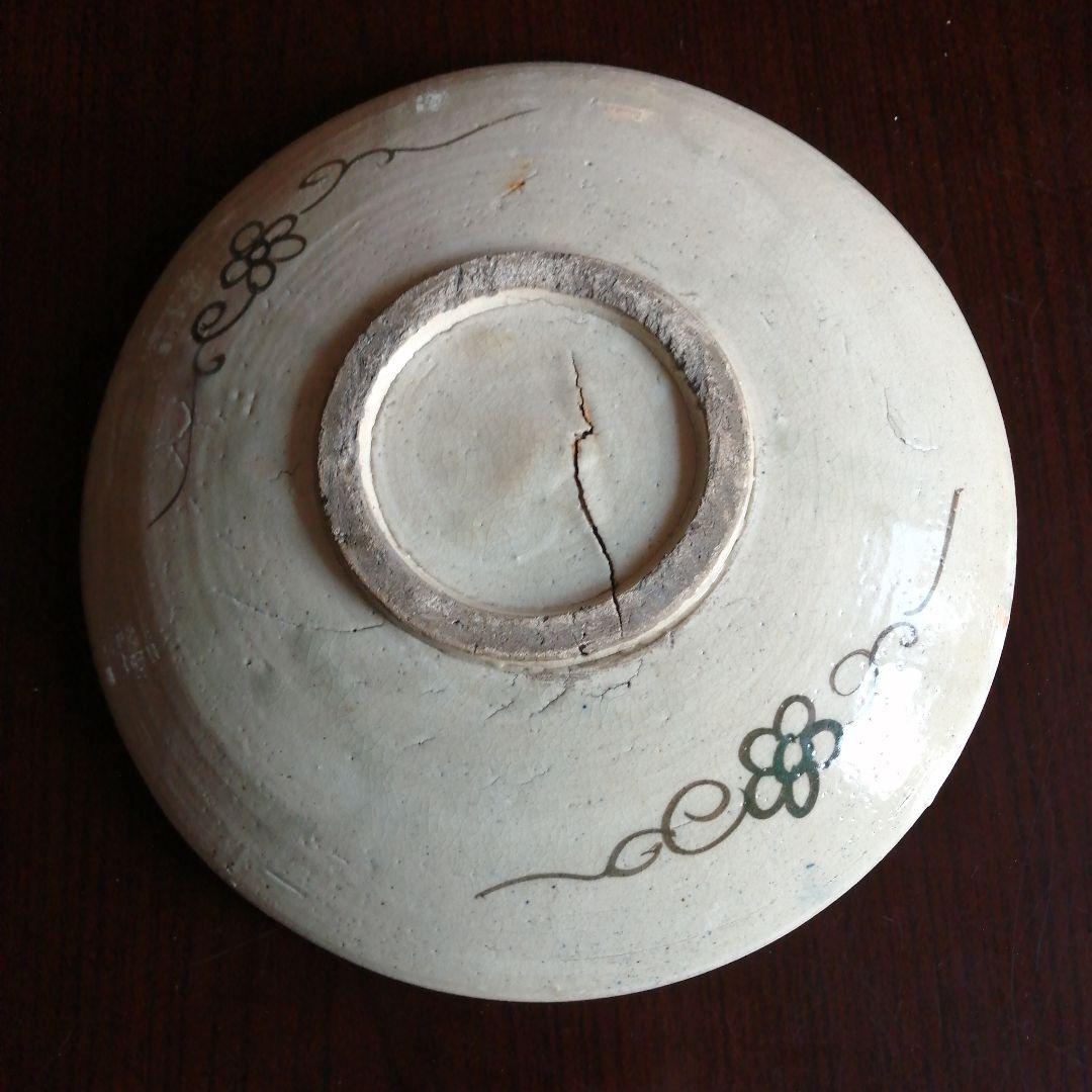 古瀬戸　吹墨杜若文大皿　30cm
