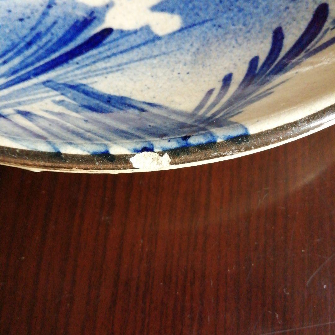 古瀬戸　吹墨杜若文大皿　30cm