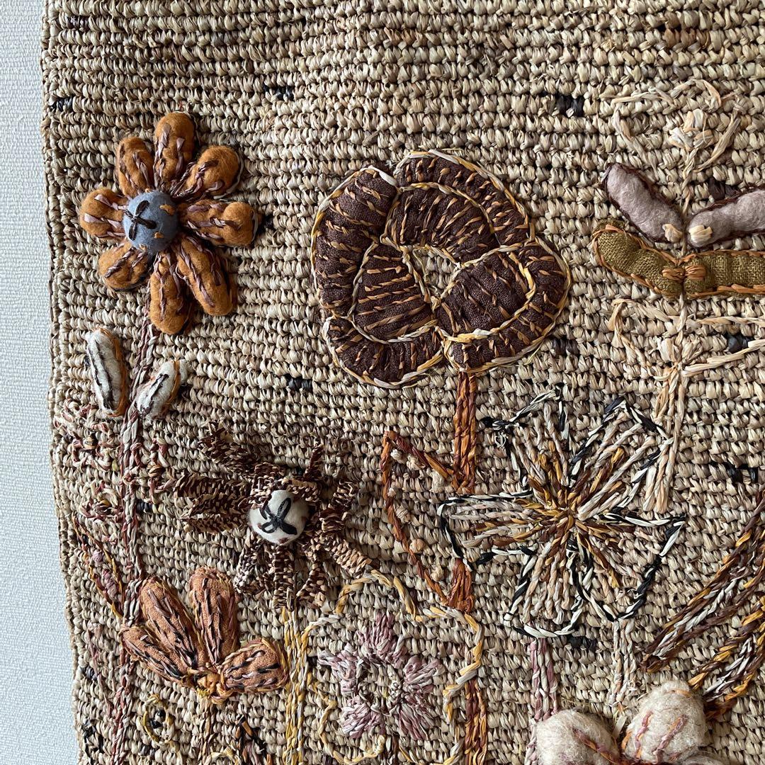 新品　Sophie Digard ソフィーディガール　花柄刺繍　ラフィアバッグ