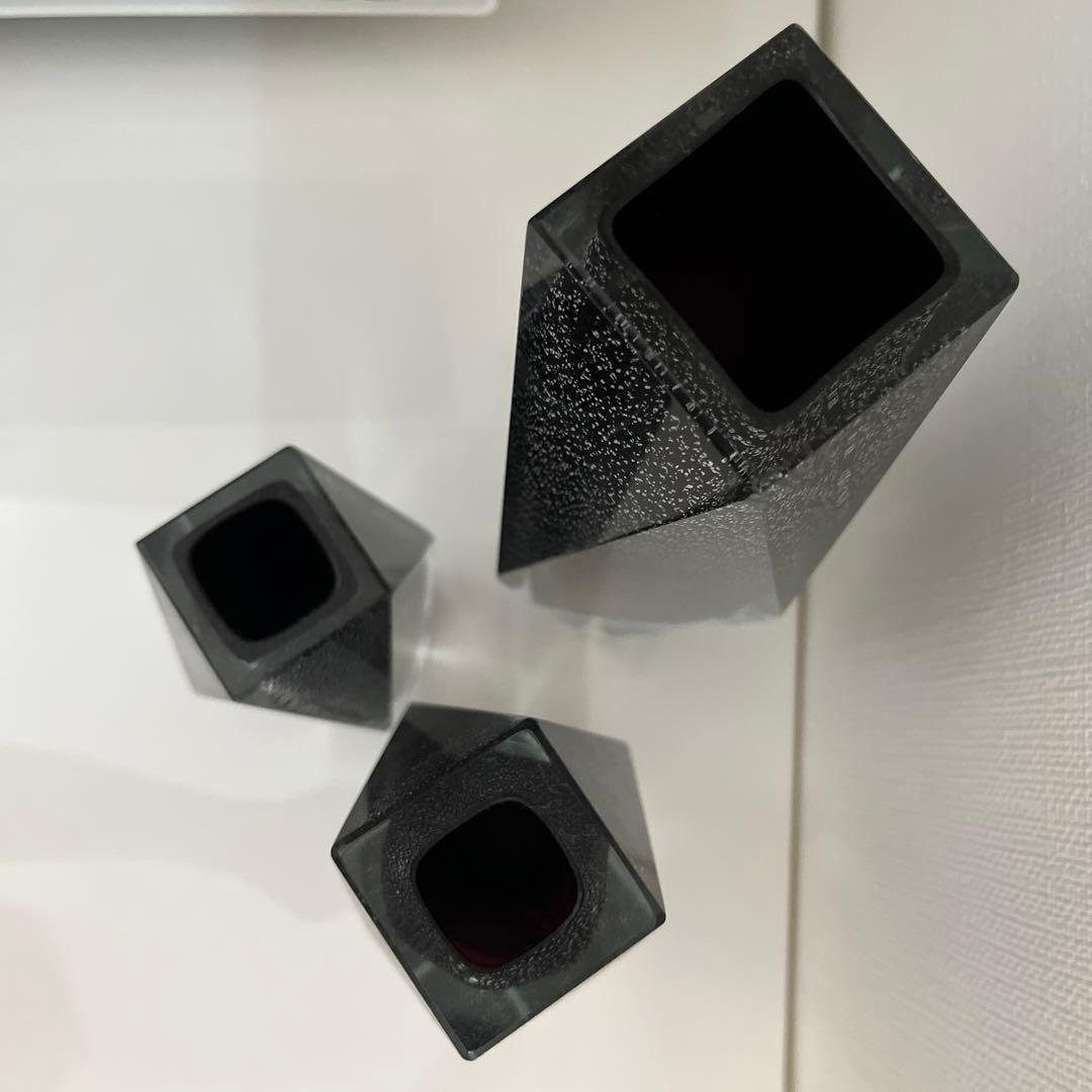 ベネチアンMURANOムラーノ イタリア　花瓶　クリスタル花瓶３点セット