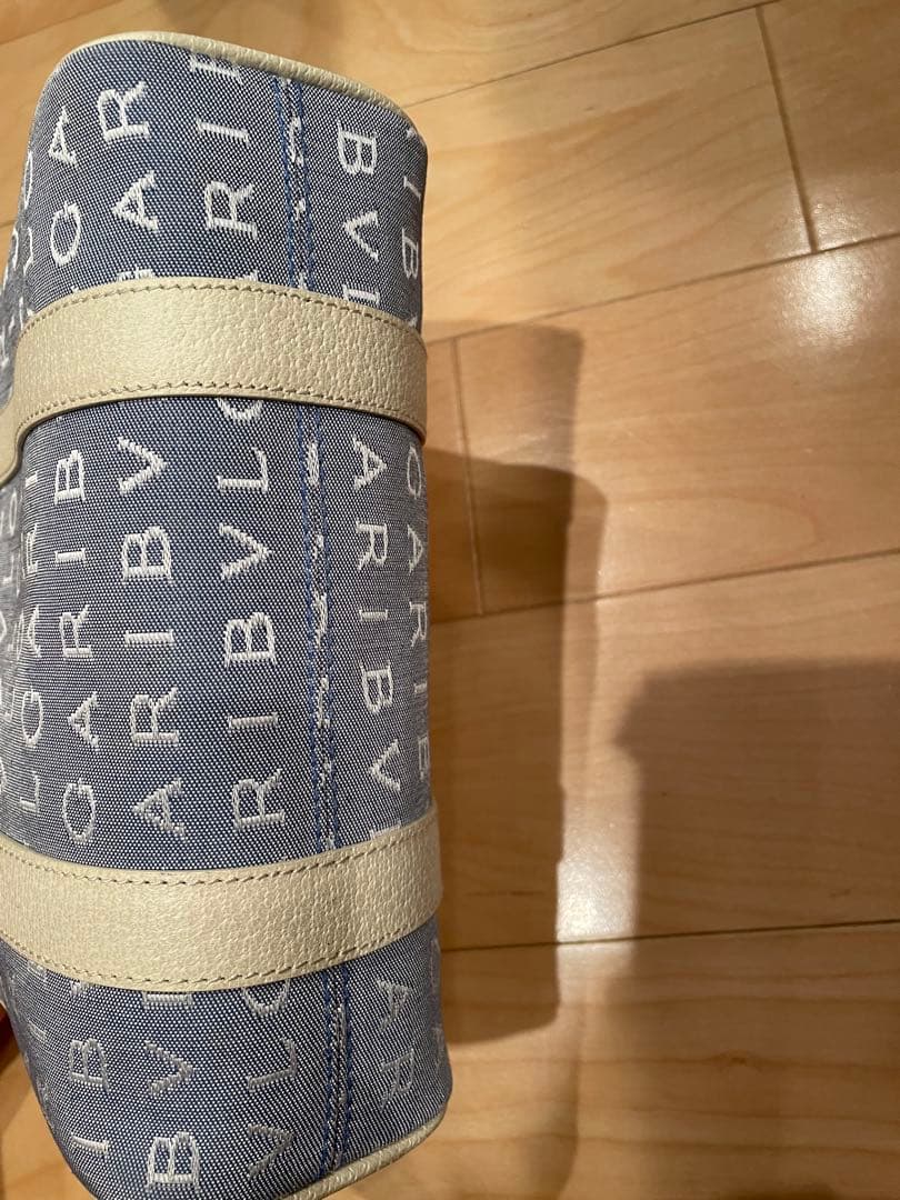 ブルガリ　ロゴマニア　ブルー　アイボリー　ミニトートバッグ