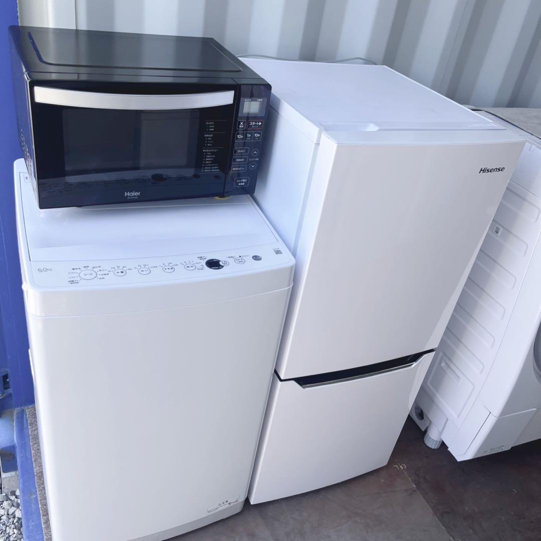 取付無料！高性能シンプルホワイトインテリア冷蔵庫6kg洗濯機フラット電車レンジ