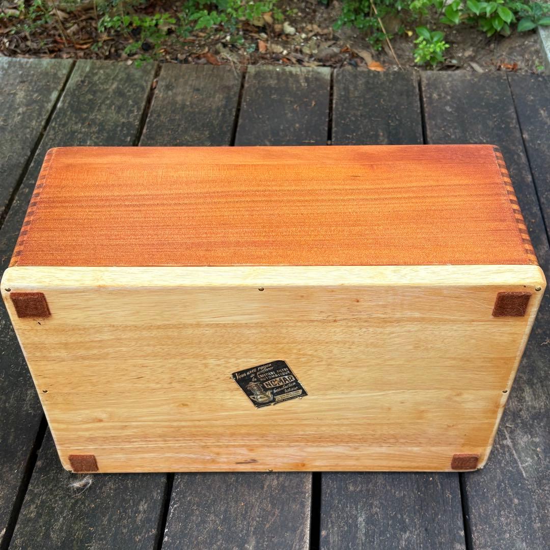 フランス製【ビンテージ木箱】ラベル 無垢材｜真鍮釘｜カフェトレー 収納 北欧