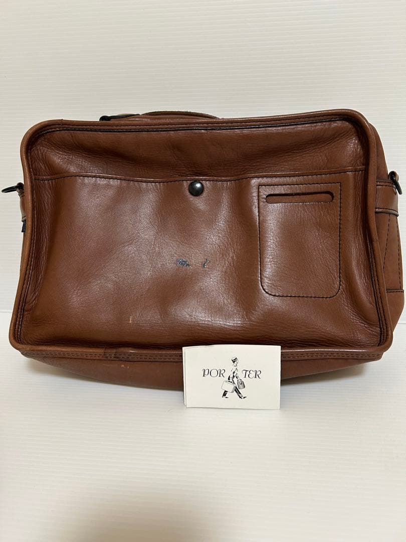 PORTER ブラウンレザー ショルダーバッグ