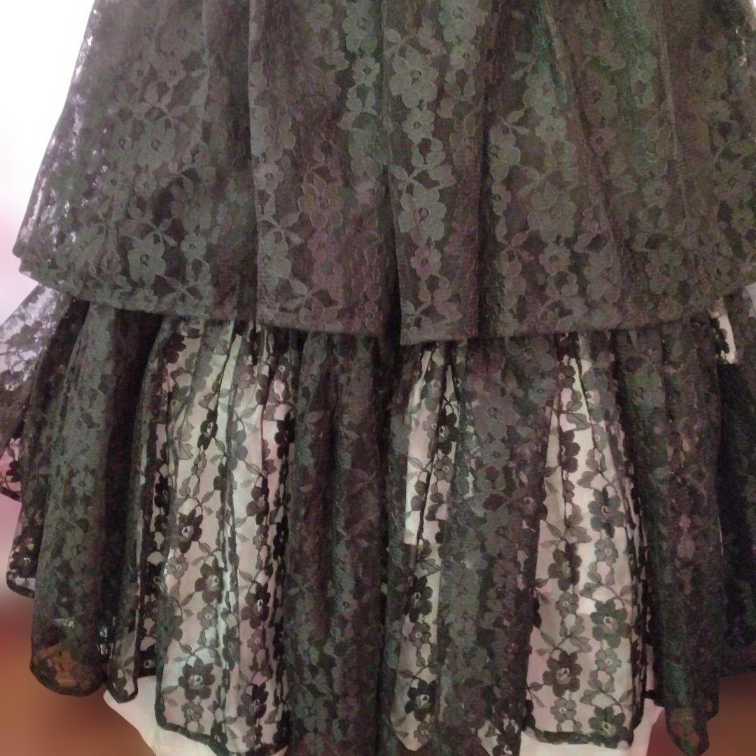 ハンドメイドフラメンコ衣装　黒 総レース 2ピース 2段フリル ソレアなどに