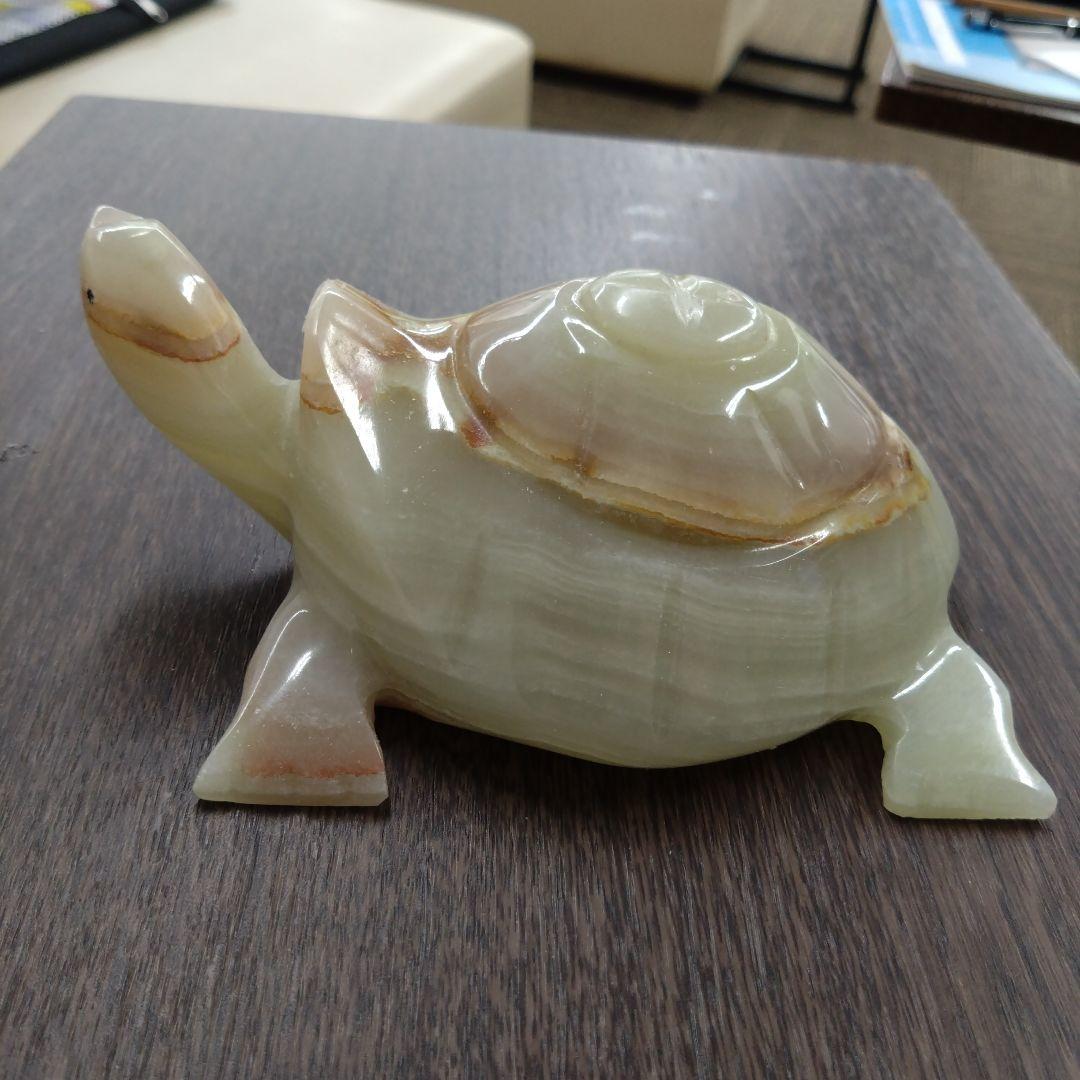 大理石　石色厳選　海亀　置物