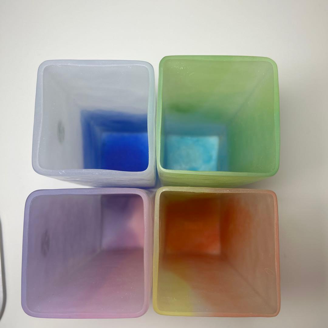 北一硝子 花瓶 角型 4点セット ＊花器 四角