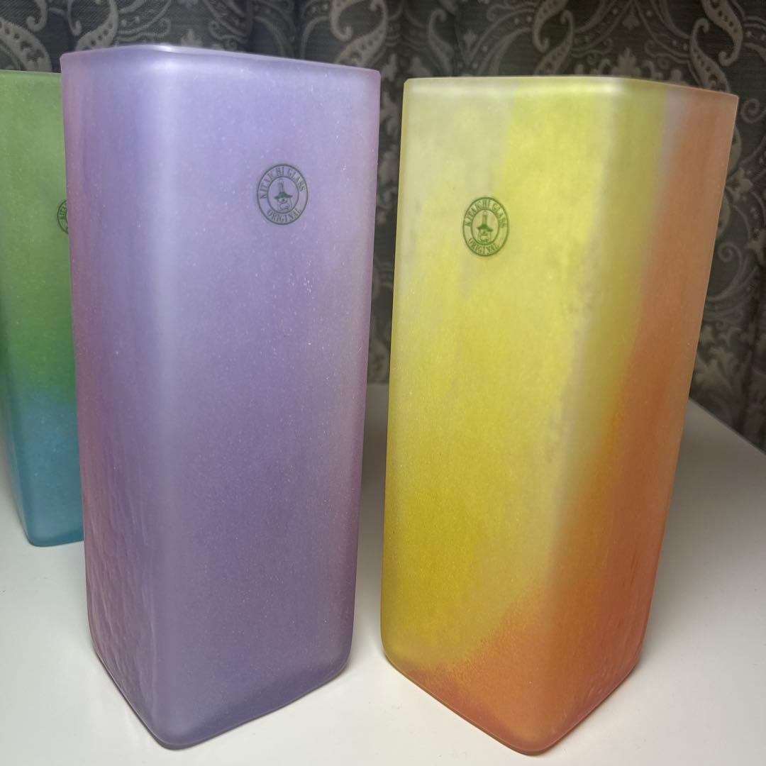 北一硝子 花瓶 角型 4点セット ＊花器 四角