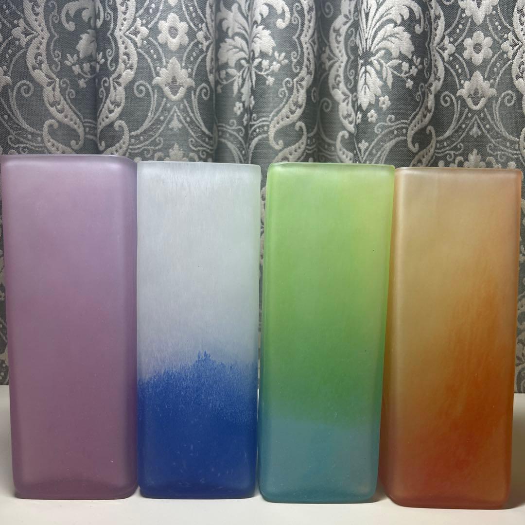 北一硝子 花瓶 角型 4点セット ＊花器 四角