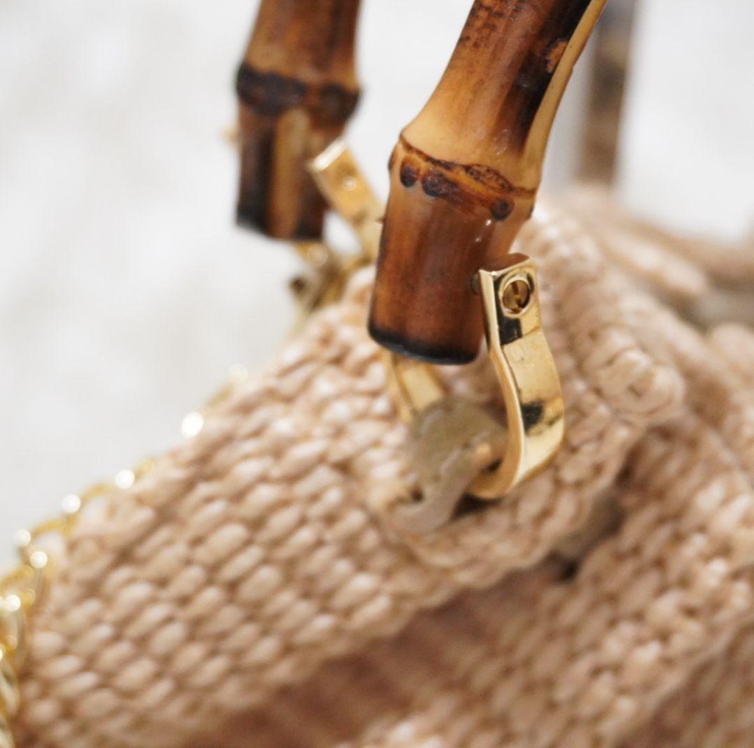 カテリーナベルティーニ　バンブーハンドル　かごバッグ　2way　イタリア製