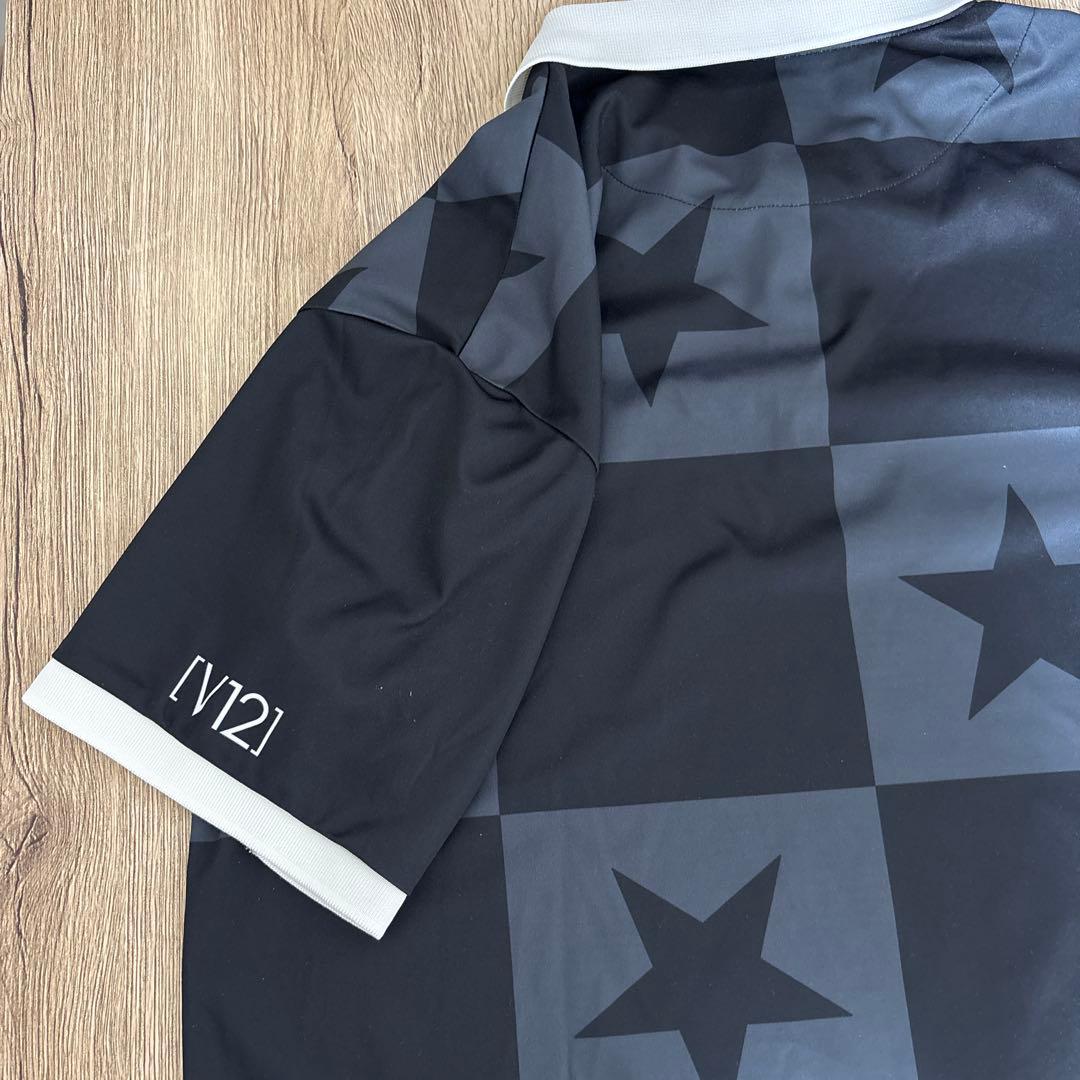 V12 ゴルフ　ポロシャツ　スター星　黒　灰色　XL