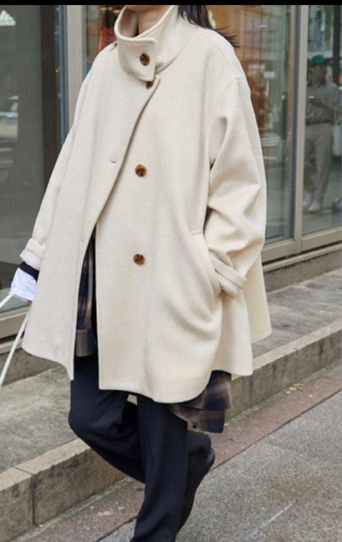 ジャーナルスタンダード　スーパー140ハイネックテントコート　ウール　スタンド