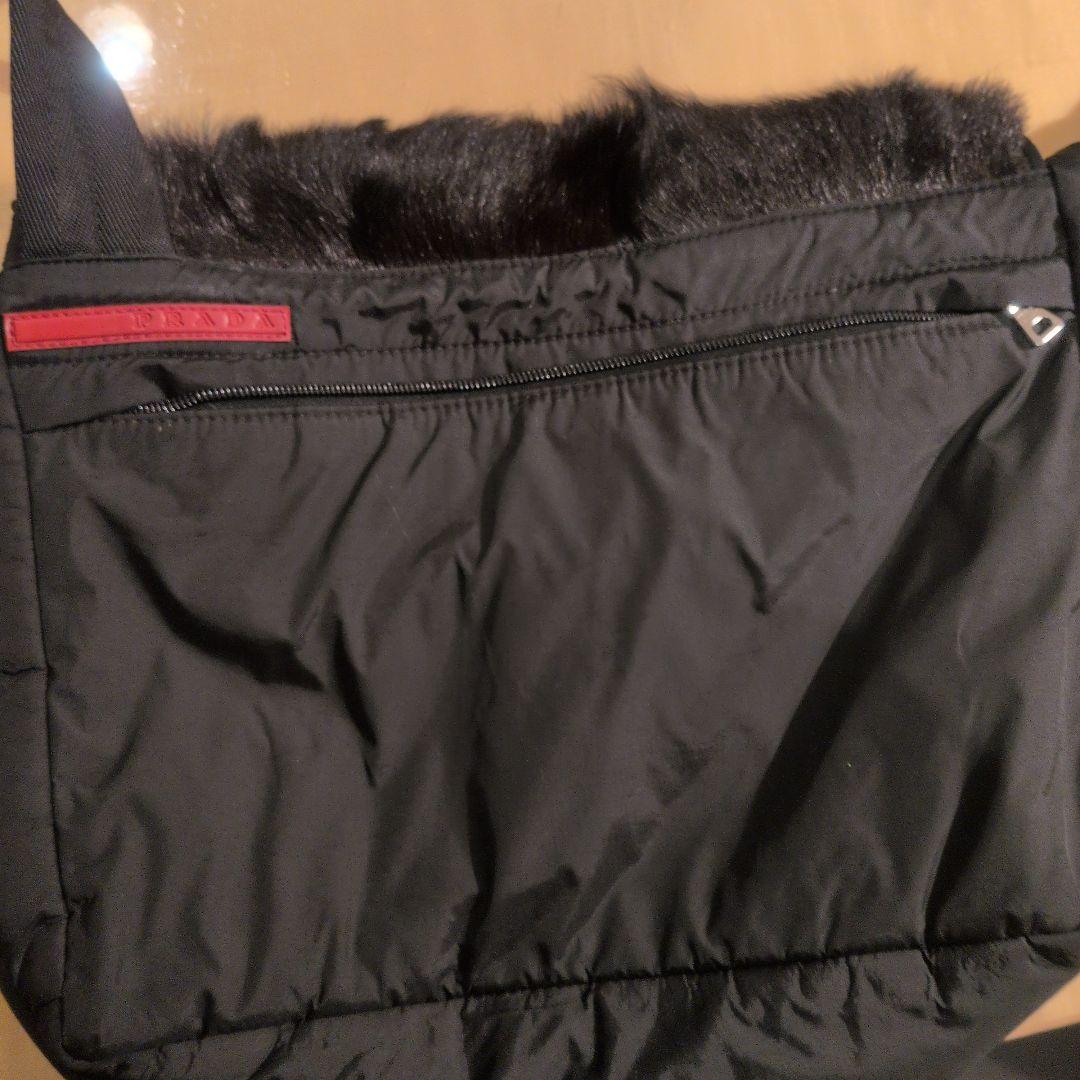 三*形様 極美品 PRADA 1999AW 高級ファー切替 ショルダーバッグ ブ